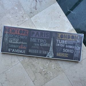 NWT WALL ART NEW YORK PARIS LONDON